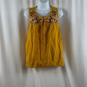 J.Crew embroidered Y-neck tank top L